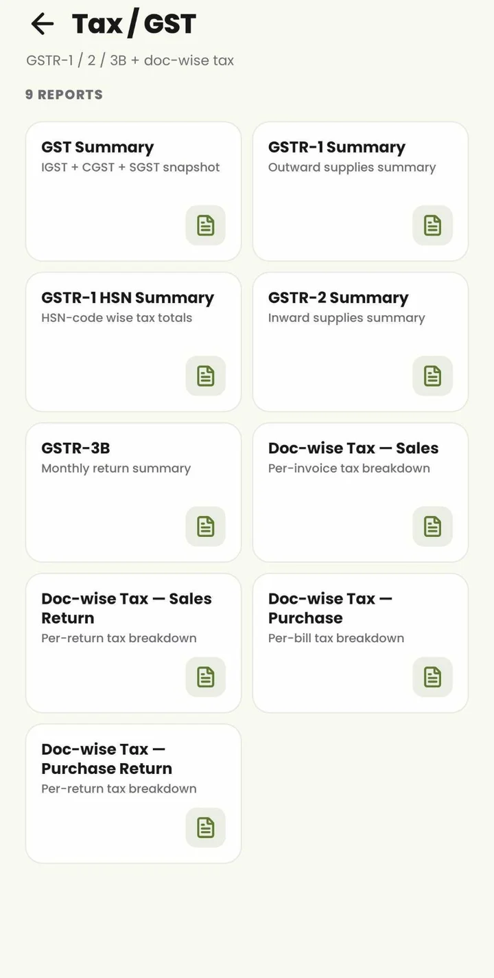 MyDukan Tax / GST screen