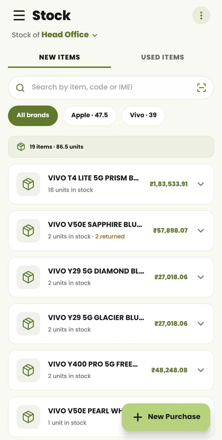 MyDukan Stock screen